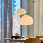 Steamed Bun Glass Pendant Light – Modern White Designer Ceiling Lamp
