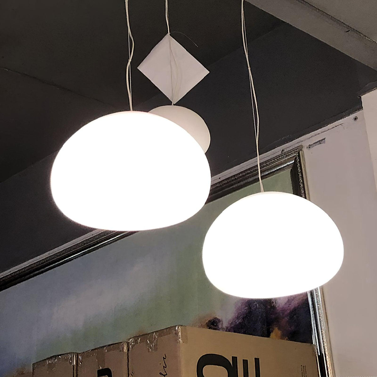 Steamed Bun Glass Pendant Light – Modern White Designer Ceiling Lamp