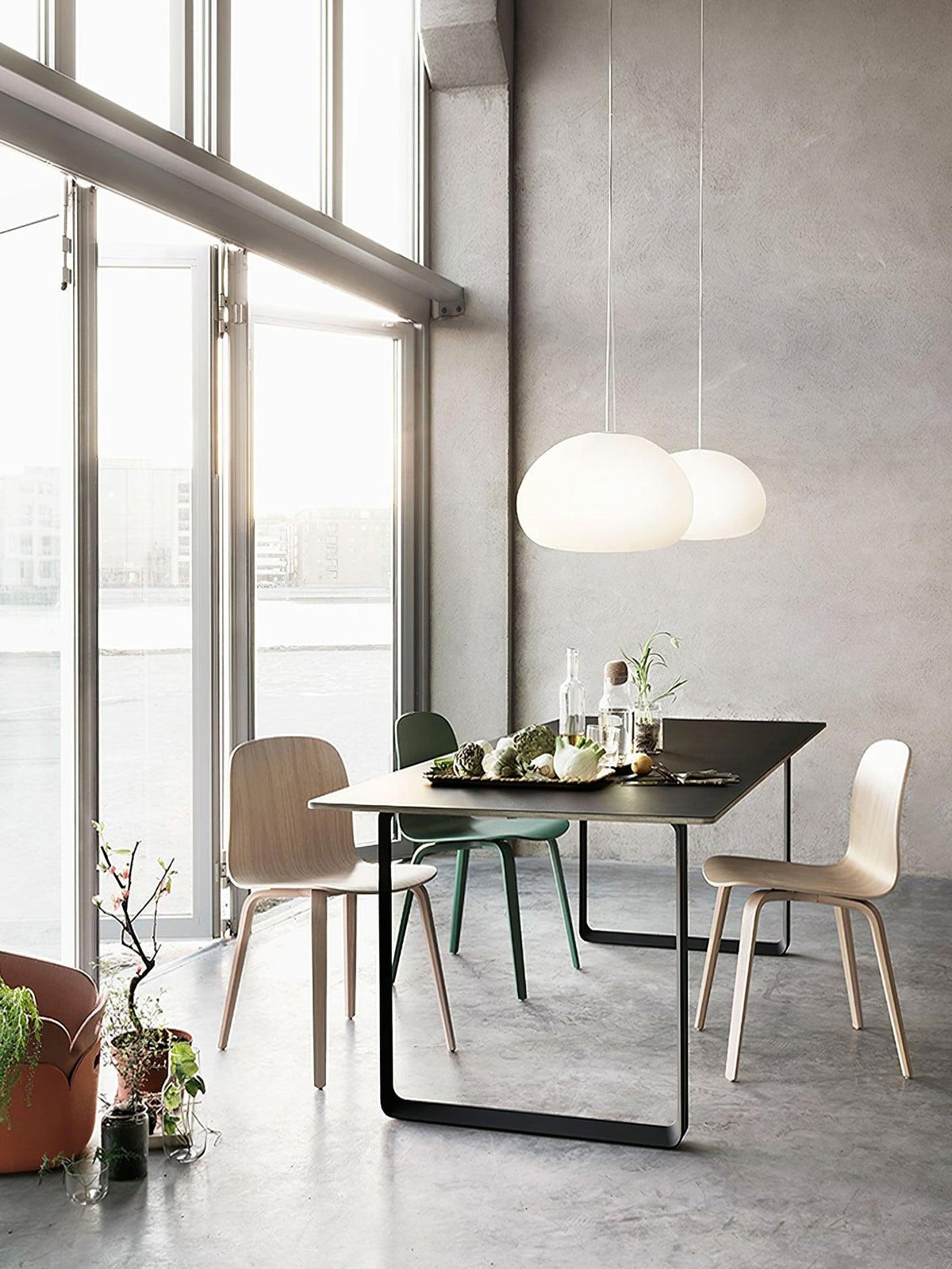Steamed Bun Glass Pendant Light – Modern White Designer Ceiling Lamp