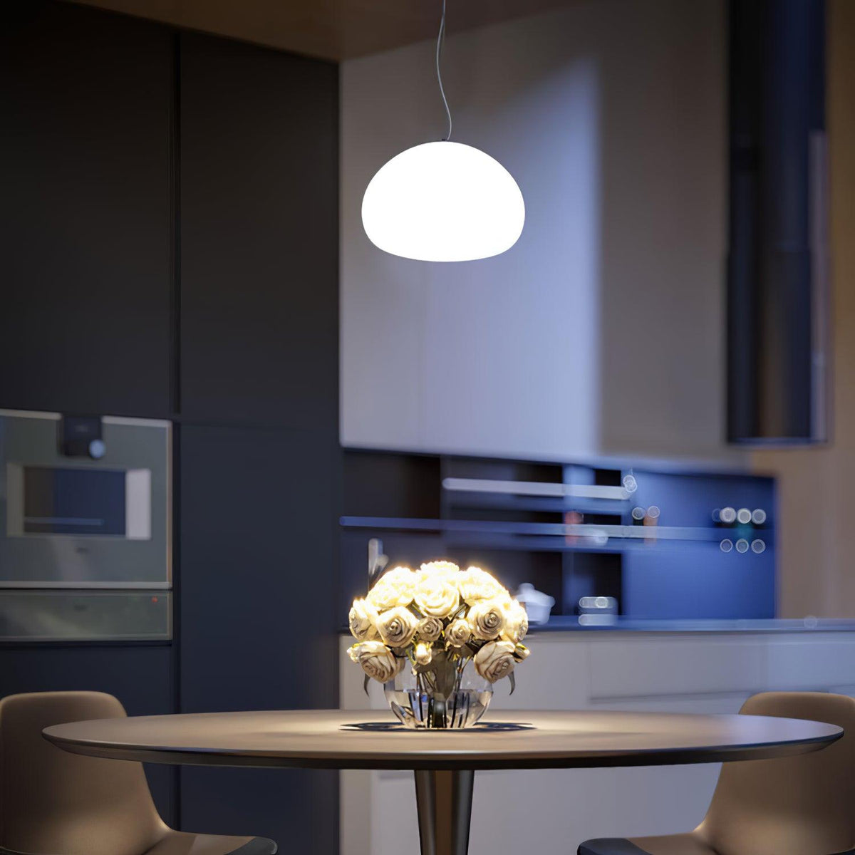 Steamed Bun Glass Pendant Light – Modern White Designer Ceiling Lamp