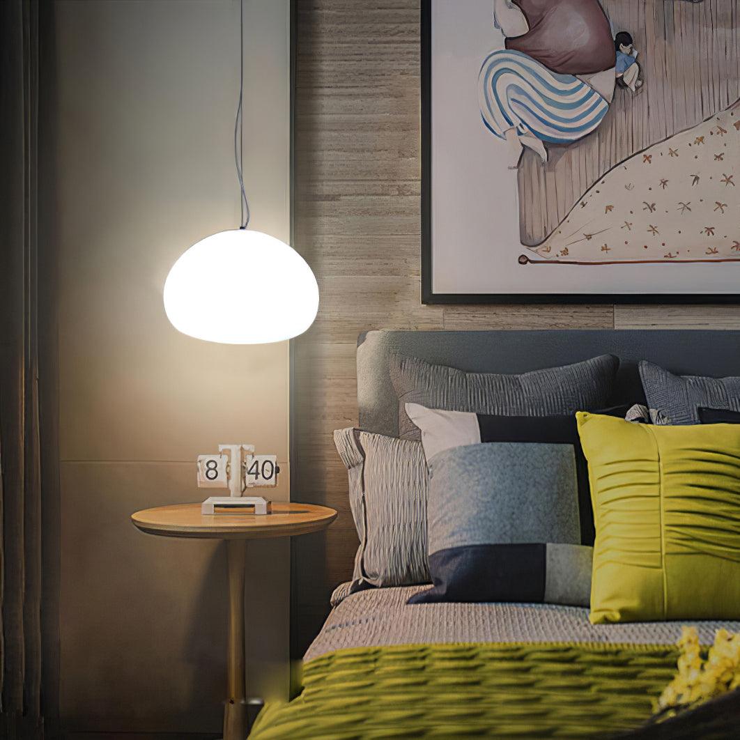 Steamed Bun Glass Pendant Light – Modern White Designer Ceiling Lamp