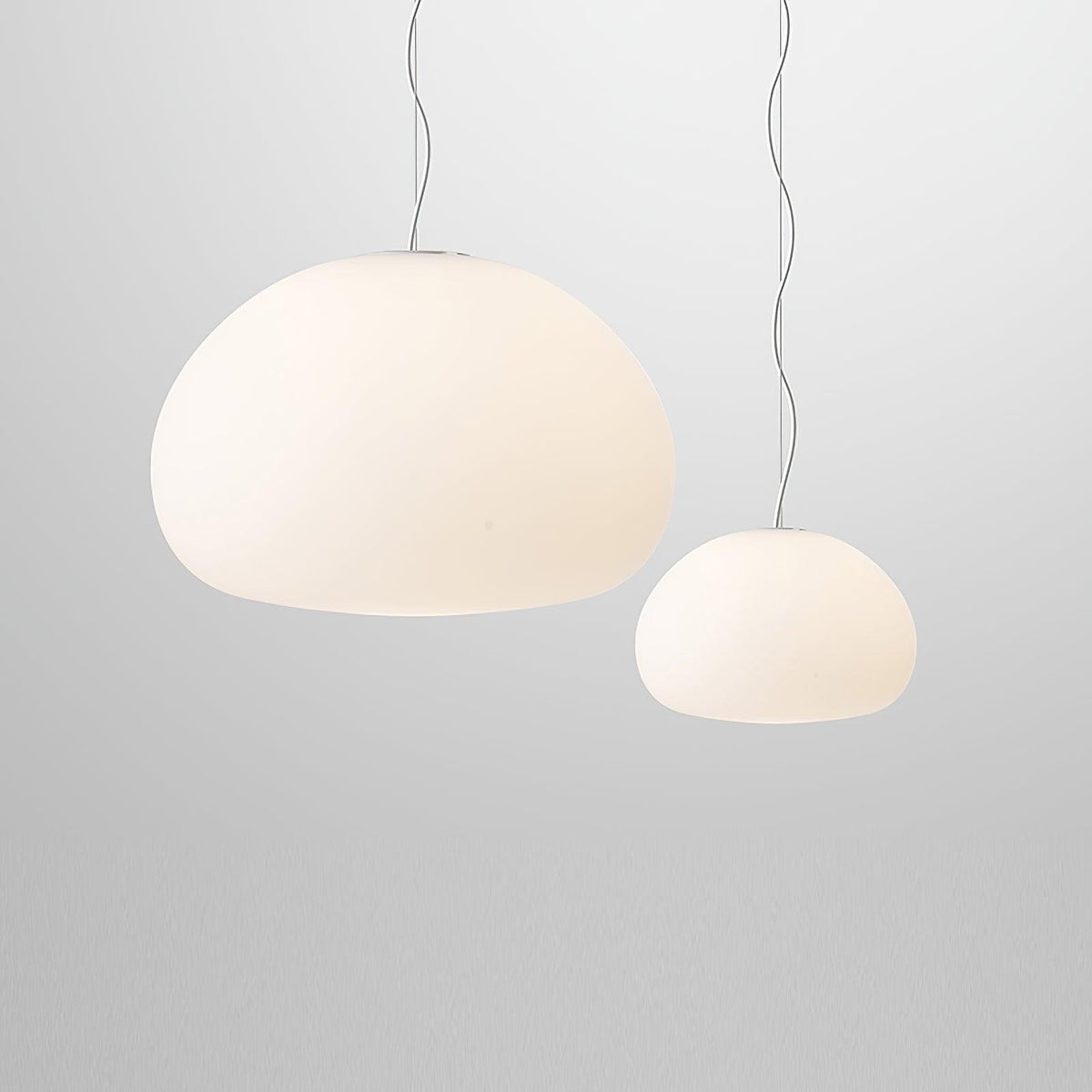 Steamed Bun Glass Pendant Light – Modern White Designer Ceiling Lamp