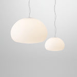 Steamed Bun Glass Pendant Light – Modern White Designer Ceiling Lamp