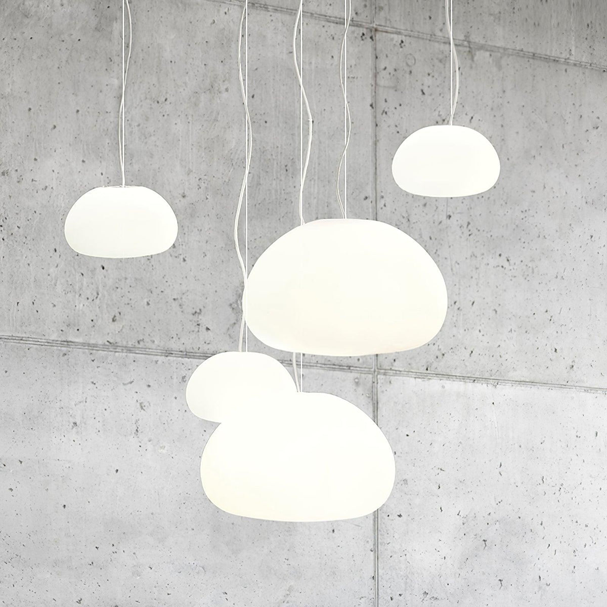 Steamed Bun Glass Pendant Light – Modern White Designer Ceiling Lamp