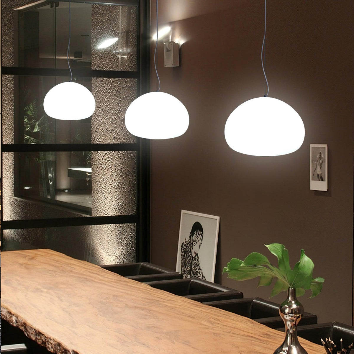 Steamed Bun Glass Pendant Light – Modern White Designer Ceiling Lamp