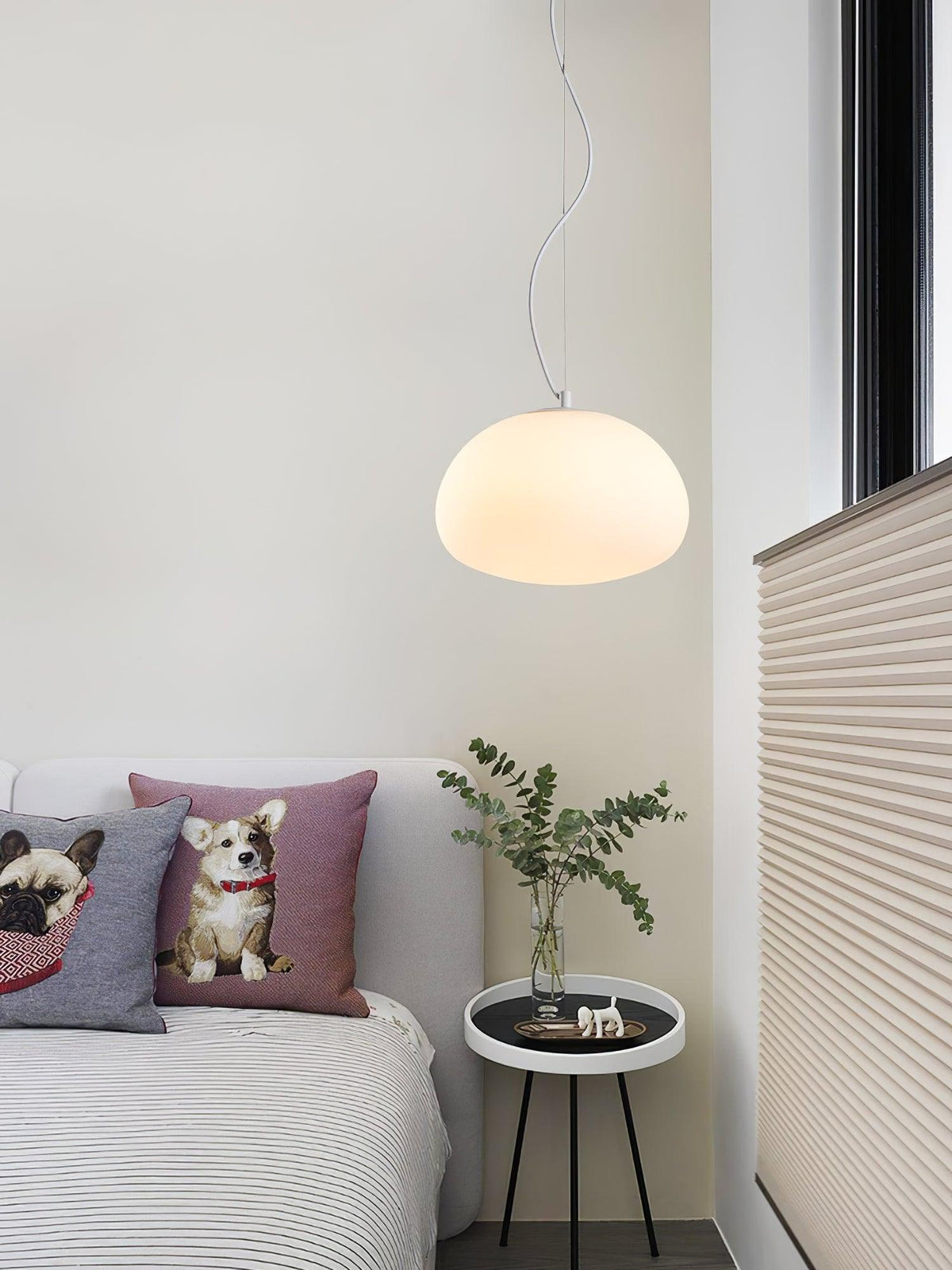 Steamed Bun Glass Pendant Light – Modern White Designer Ceiling Lamp