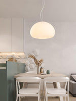 Steamed Bun Glass Pendant Light – Modern White Designer Ceiling Lamp