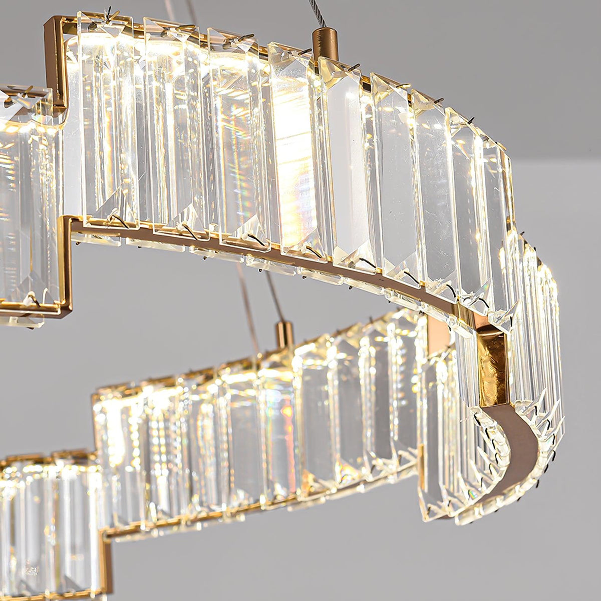 Stella Crystal Chandelier – Modern Gold LED Pendant Light for Dining Room and Foyer