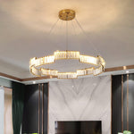 Stella Crystal Chandelier – Modern Gold LED Pendant Light for Dining Room and Foyer