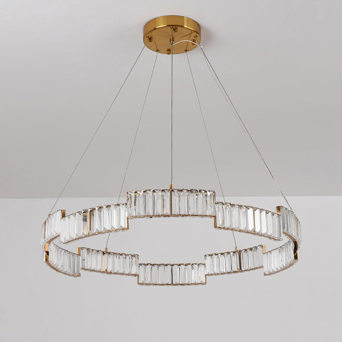 Stella Crystal Chandelier – Modern Gold LED Pendant Light for Dining Room and Foyer