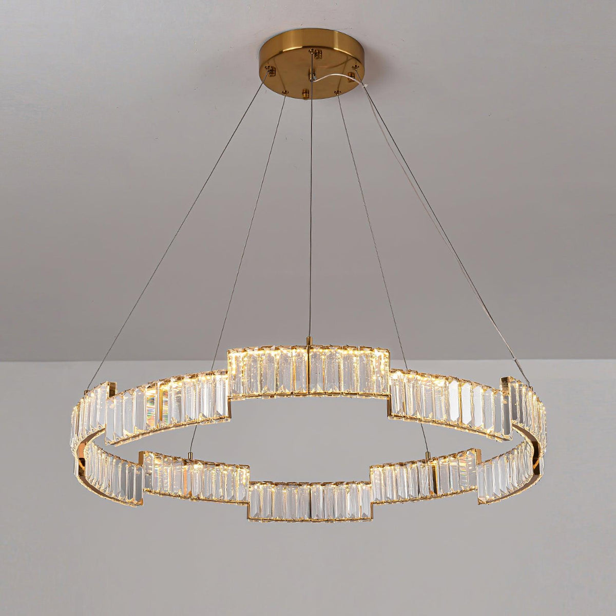 Stella Crystal Chandelier – Modern Gold LED Pendant Light for Dining Room and Foyer