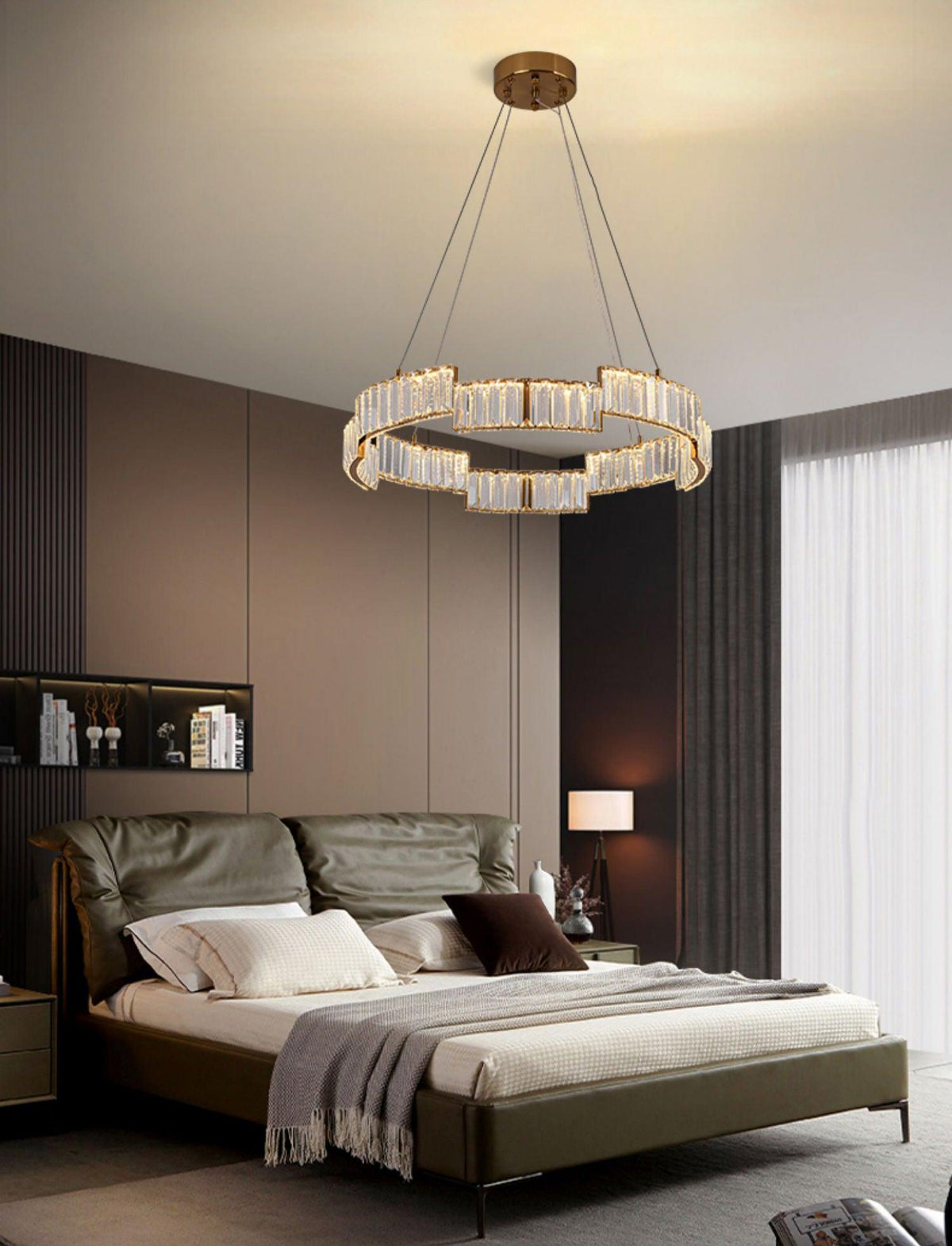 Stella Crystal Chandelier – Modern Gold LED Pendant Light for Dining Room and Foyer