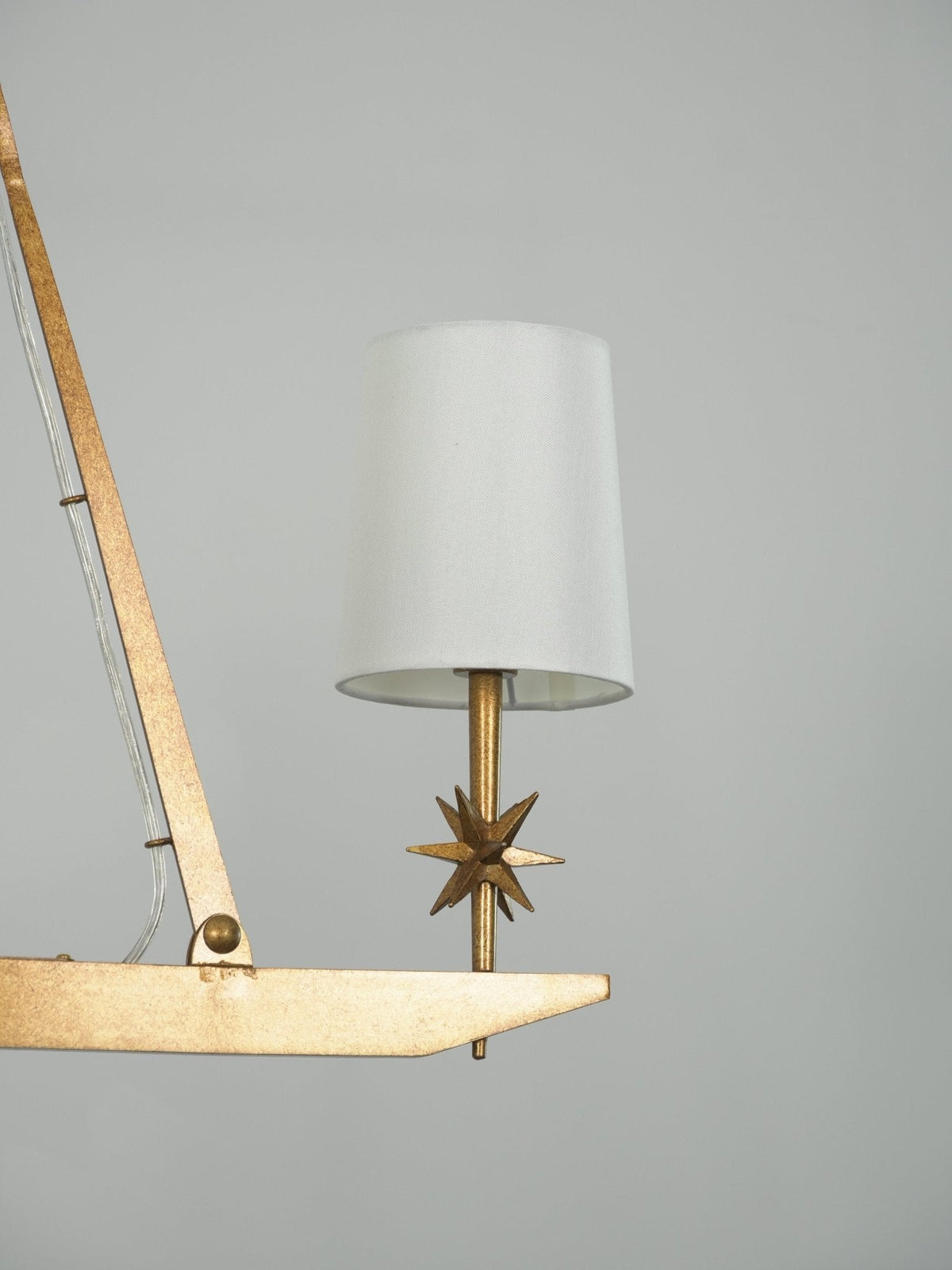Stellar Frame Linear Chandelier in Brass with Fabric Shades