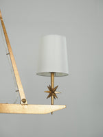 Stellar Frame Linear Chandelier in Brass with Fabric Shades