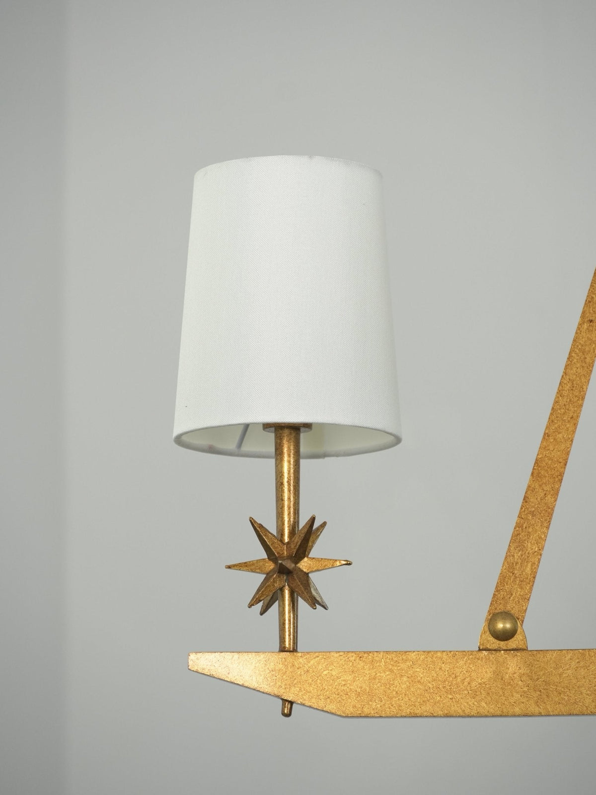 Stellar Frame Linear Chandelier in Brass with Fabric Shades