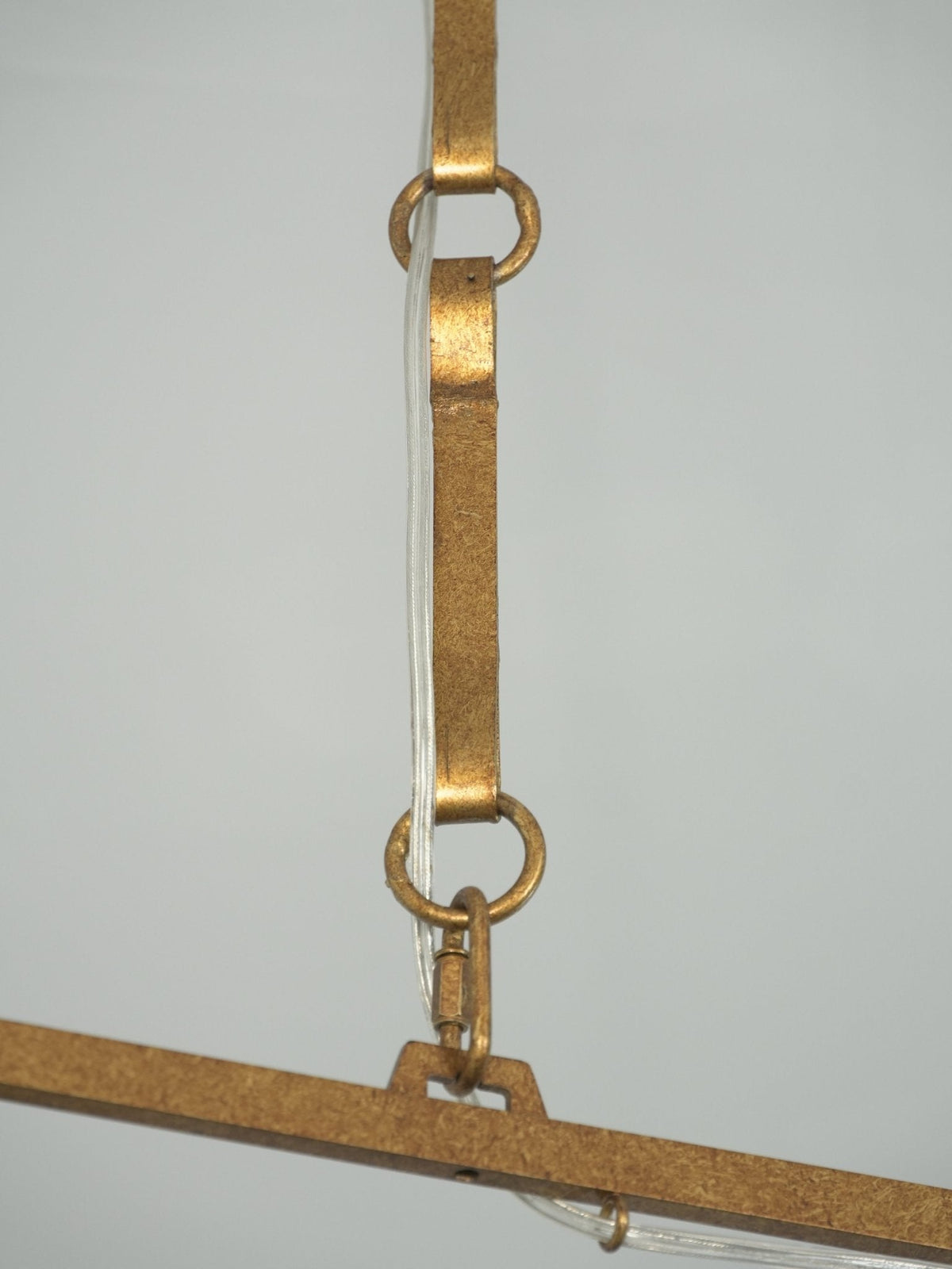 Stellar Frame Linear Chandelier in Brass with Fabric Shades