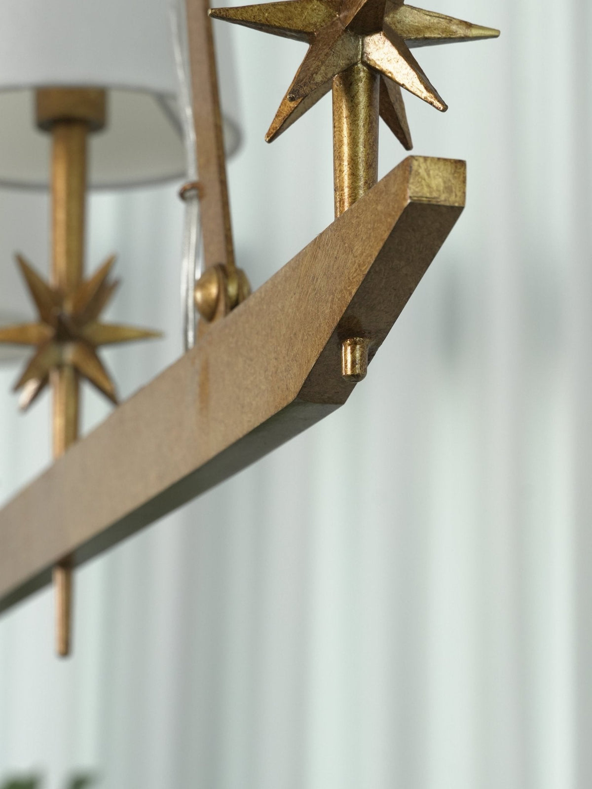 Stellar Frame Linear Chandelier in Brass with Fabric Shades