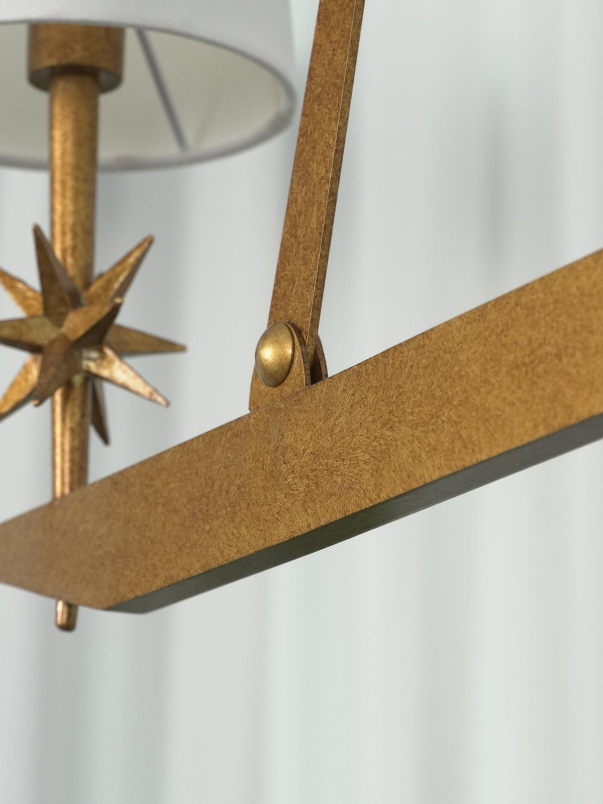 Stellar Frame Linear Chandelier in Brass with Fabric Shades