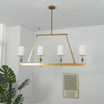 Stellar Frame Linear Chandelier in Brass with Fabric Shades