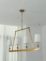 Stellar Frame Linear Chandelier in Brass with Fabric Shades