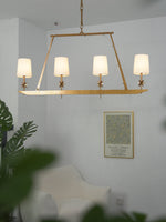 Stellar Frame Linear Chandelier in Brass with Fabric Shades