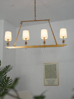 Stellar Frame Linear Chandelier in Brass with Fabric Shades