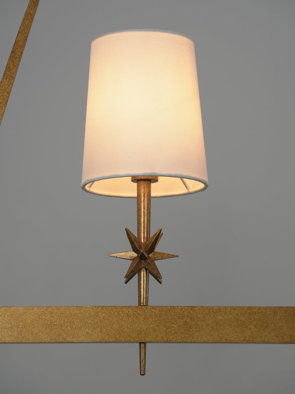 Stellar Frame Linear Chandelier in Brass with Fabric Shades