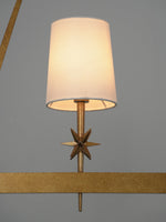 Stellar Frame Linear Chandelier in Brass with Fabric Shades