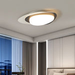 Stellar Orbit Ceiling Light — Modern Walnut LED Flush Mount