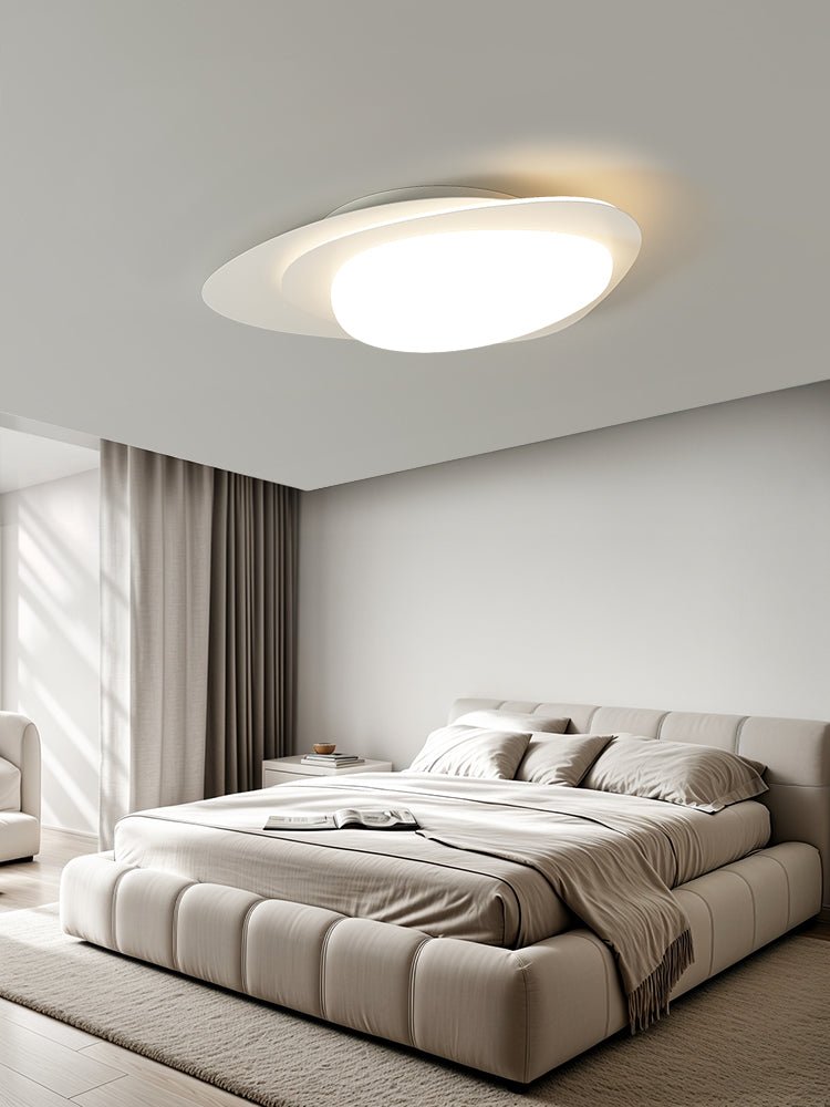 Stellar Orbit Ceiling Light — Modern Walnut LED Flush Mount
