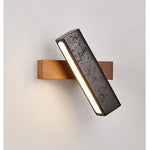 Stellar Pivot Sconce — Black Travertine & Walnut LED Wall Light