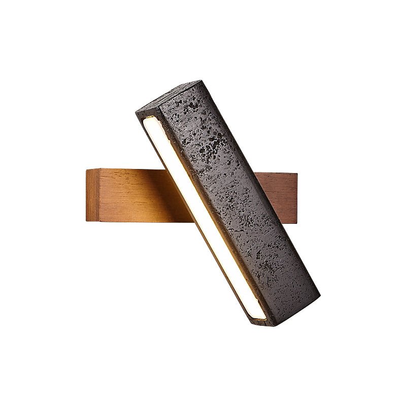 Stellar Pivot Sconce — Black Travertine & Walnut LED Wall Light