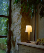 Stitched Table Lamp with Natural Parchment Shade and Wooden Base