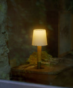 Stitched Table Lamp with Natural Parchment Shade and Wooden Base