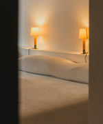 Stitched Table Lamp with Natural Parchment Shade and Wooden Base