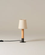 Stitched Table Lamp with Natural Parchment Shade and Wooden Base