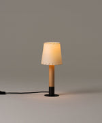 Stitched Table Lamp with Natural Parchment Shade and Wooden Base