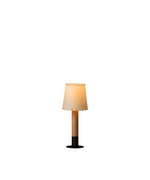 Stitched Table Lamp with Natural Parchment Shade and Wooden Base