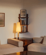 Stitched Table Lamp with Natural Parchment Shade and Wooden Base