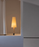 Stitched Table Lamp with Natural Parchment Shade and Wooden Base