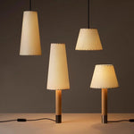 Stitched Table Lamp with Natural Parchment Shade and Wooden Base