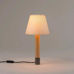 Stitched Table Lamp with Natural Parchment Shade and Wooden Base