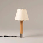 Stitched Table Lamp with Natural Parchment Shade and Wooden Base