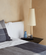 Stitched Table Lamp with Natural Parchment Shade and Wooden Base
