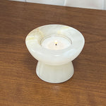 Stone Halo Candle Holder Set – Natural Marble, Jade & Travertine Tabletop Accents