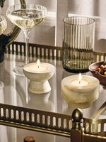 Stone Halo Candle Holder Set – Natural Marble, Jade & Travertine Tabletop Accents