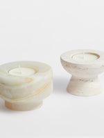 Stone Halo Candle Holder Set – Natural Marble, Jade & Travertine Tabletop Accents