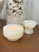 Stone Halo Candle Holder Set – Natural Marble, Jade & Travertine Tabletop Accents