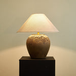 Stoneveil Ceramic Table Lamp with Linen Shade for Bedroom and Living Room