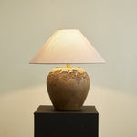 Stoneveil Ceramic Table Lamp with Linen Shade for Bedroom and Living Room